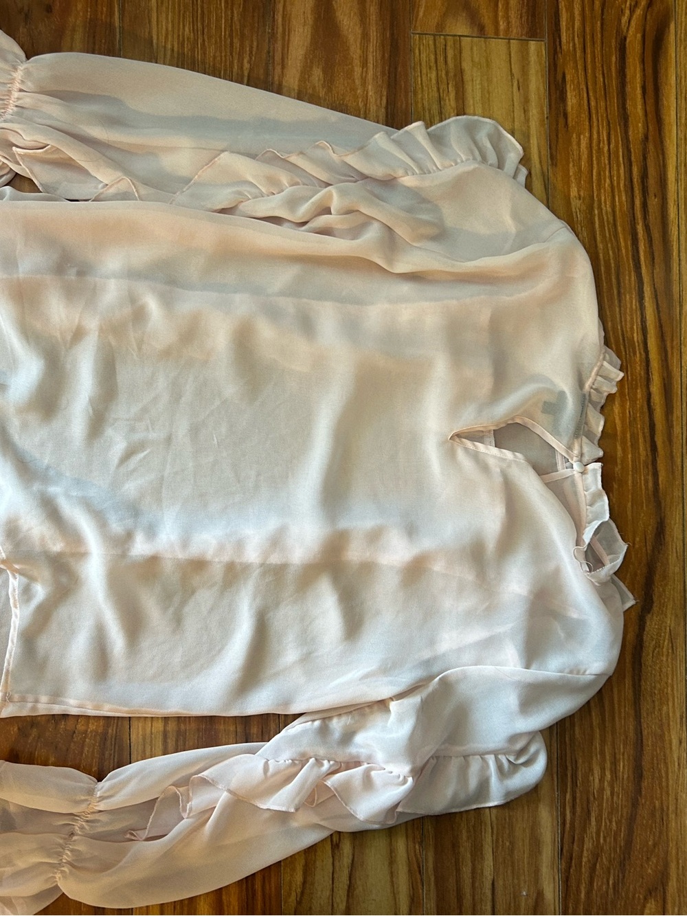 Who What Wear Pale Pink Ruffle Sheer Blouse medium. - Picture 3 of 6